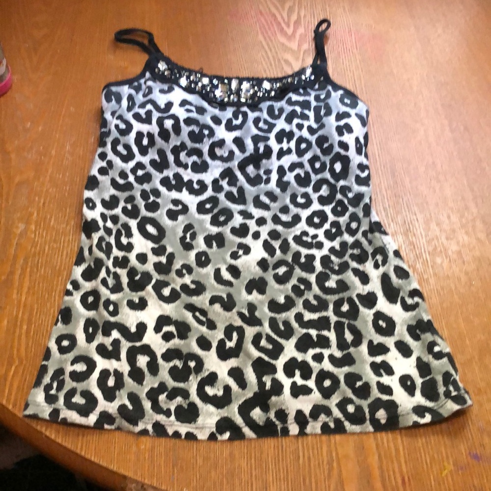 Black leopard print tank